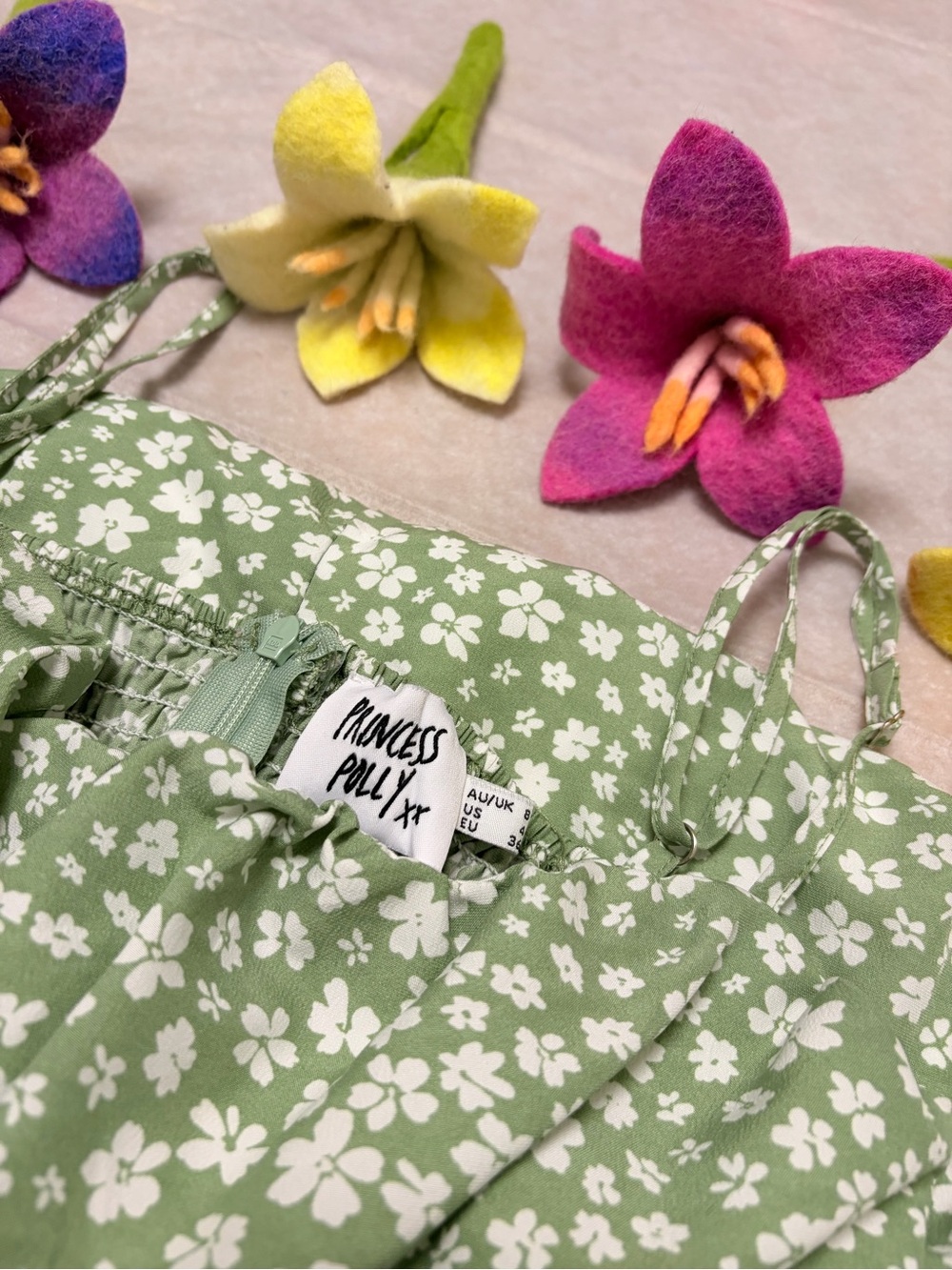 Princess Polly Sage Green Floral Camisole